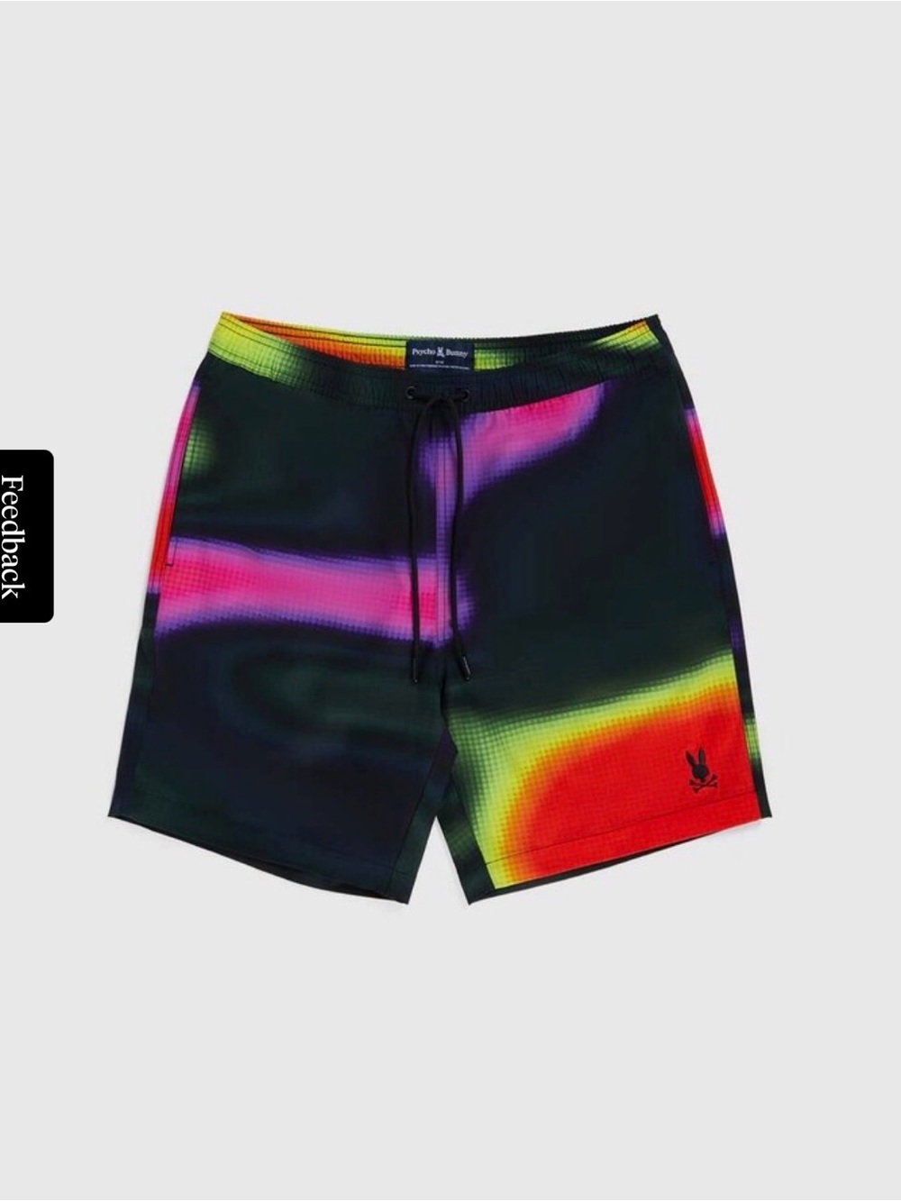 Psycho Bunny Boy’s/Kid’s Swim Shorts, Size 14-16/L, Black and Neon